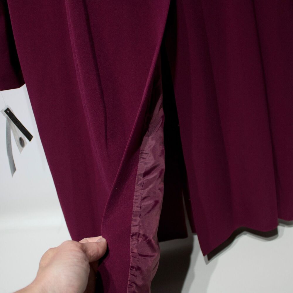 NWT John Meyer of Norwich Long Duster Light Coat Red Wine Stretch Women Size 14 - Picture 13 of 16